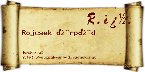 Rojcsek Árpád névjegykártya